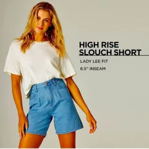 NWT Vintage Fit Lee Women's High Rise Slouch Jean Short BLACK