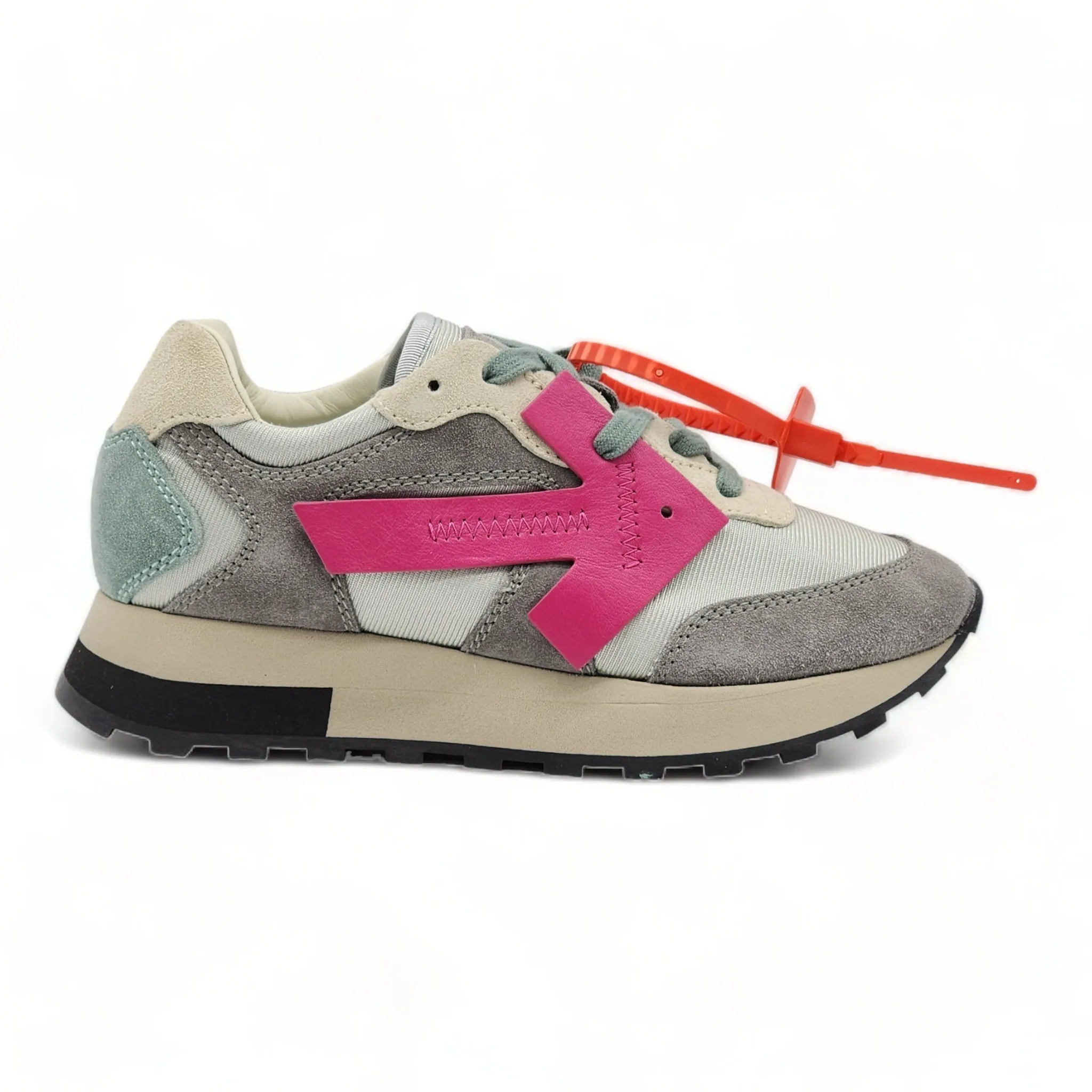 Off-White Women’s HG Runner Mixed-Media Suede Sneakers ‘Grey Fuchsia’