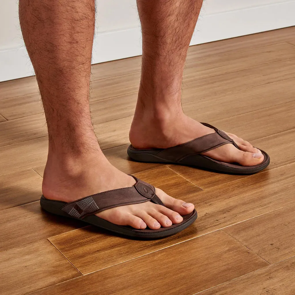 Olukai Mens Tuahine Dark Wood Sandal