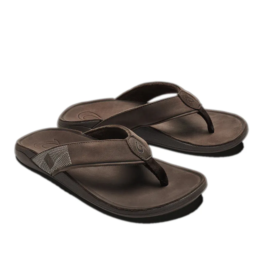 Olukai Mens Tuahine Dark Wood Sandal