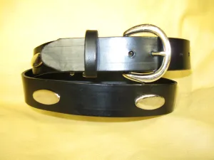 Oval Nickel Conchos Plain Design Women's Latigo Leather Belt