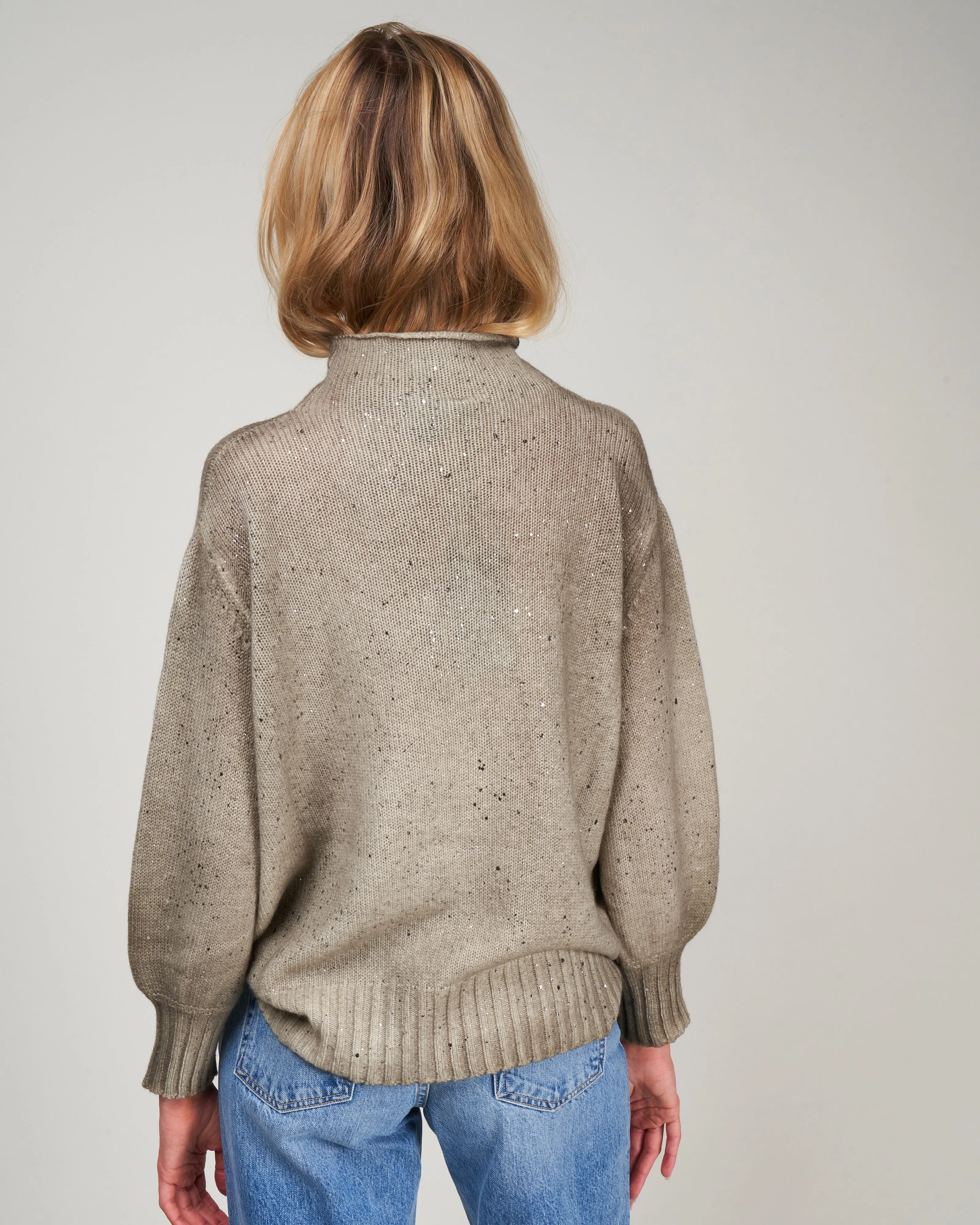 oversize sleeves off gauge pullover - mushroom