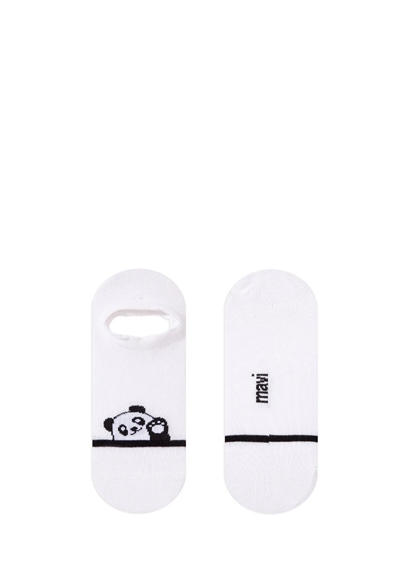 Panda Printed White Ballerina Socks