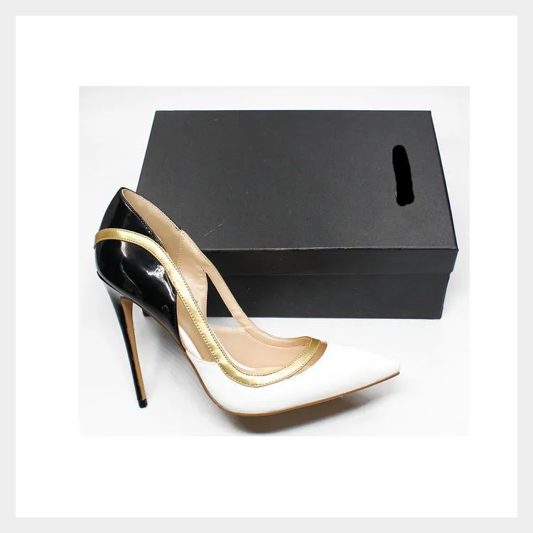 Patchwork Stiletto Heels Hollow Pumps Summer Woman Sweet