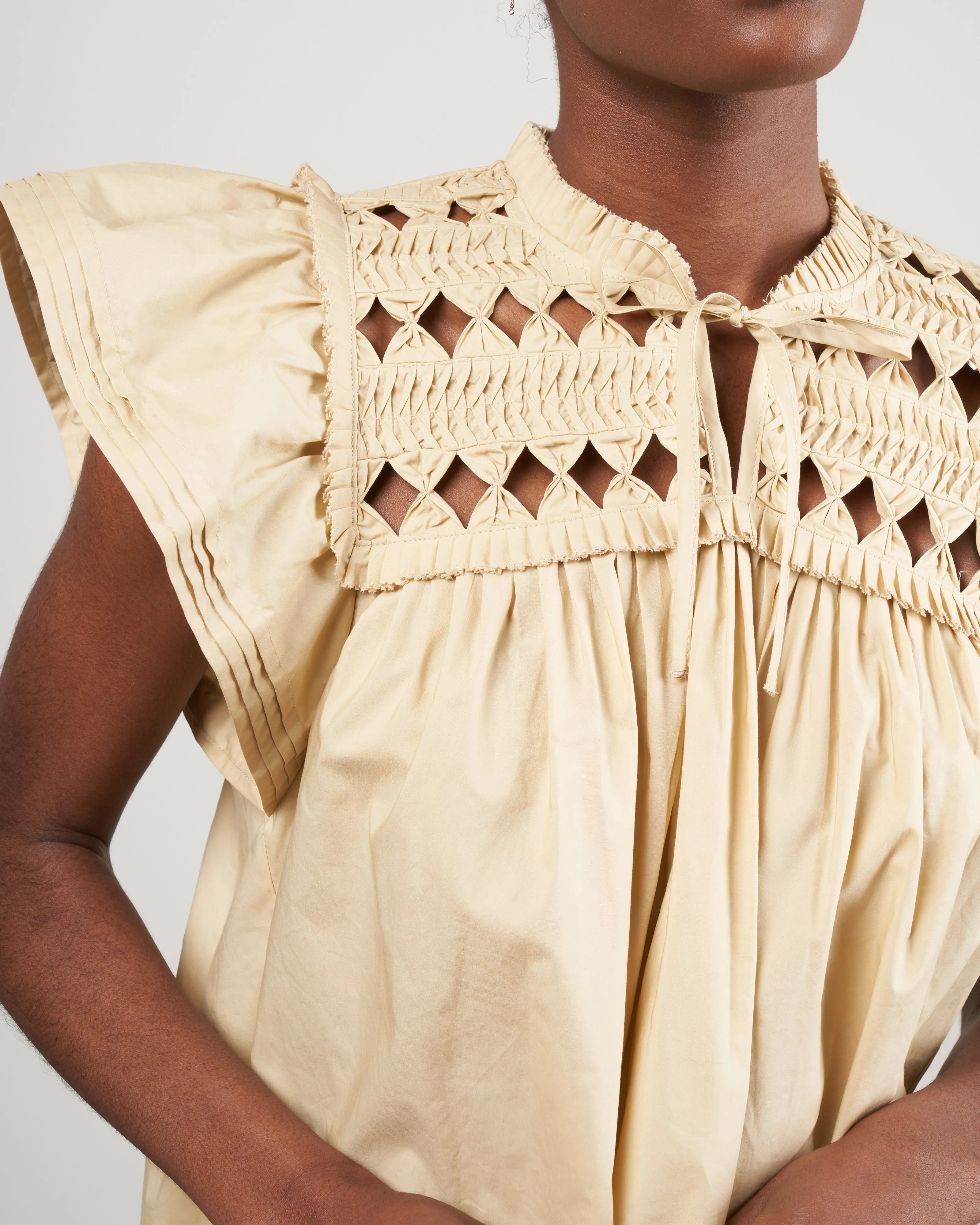 phoebe cotton short sleeve top - butter
