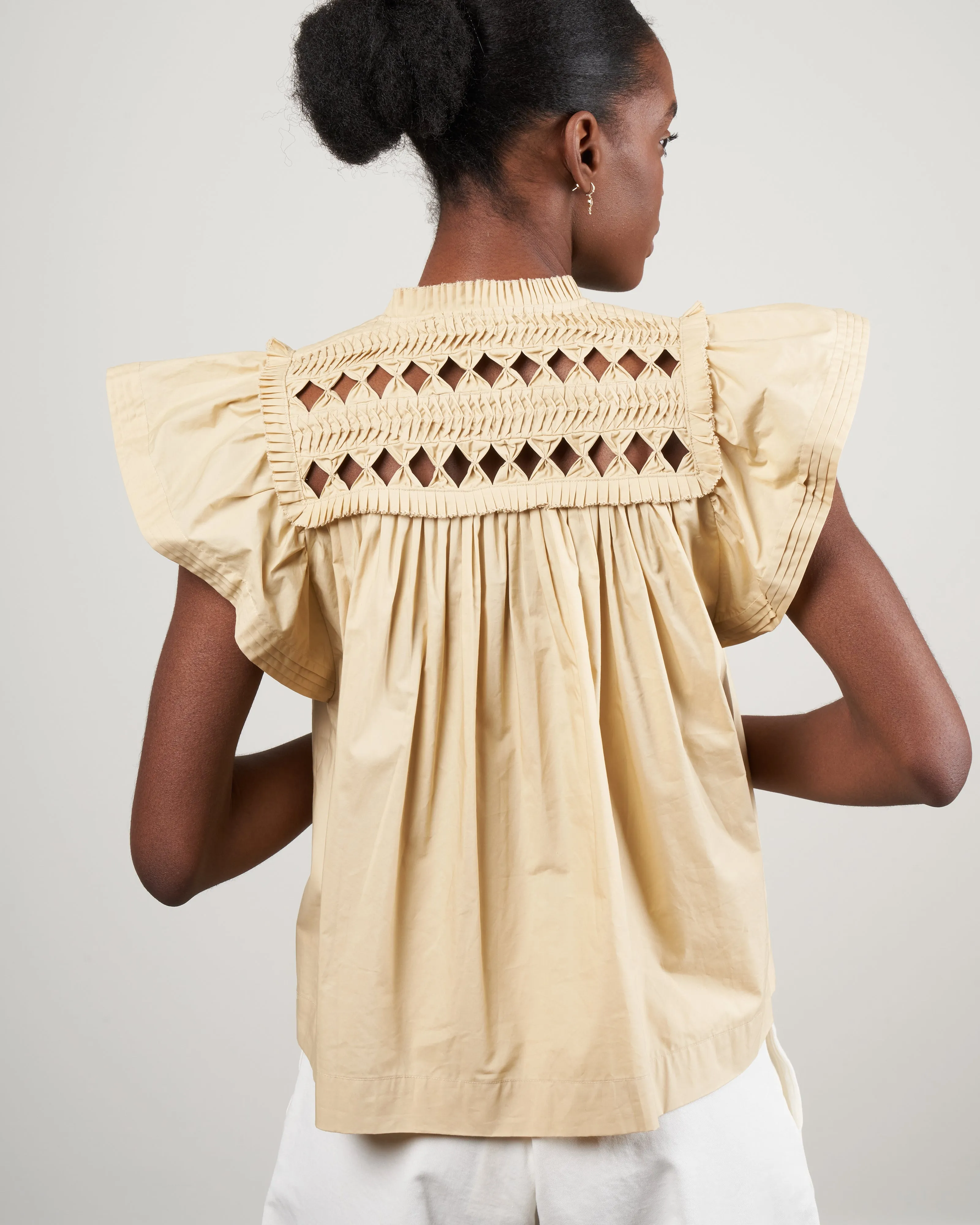 phoebe cotton short sleeve top - butter