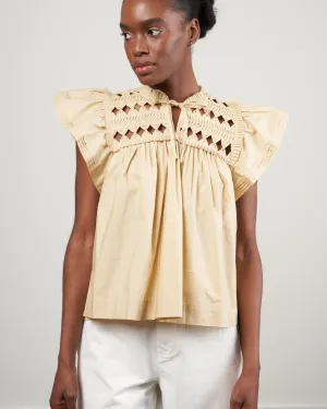 phoebe cotton short sleeve top - butter