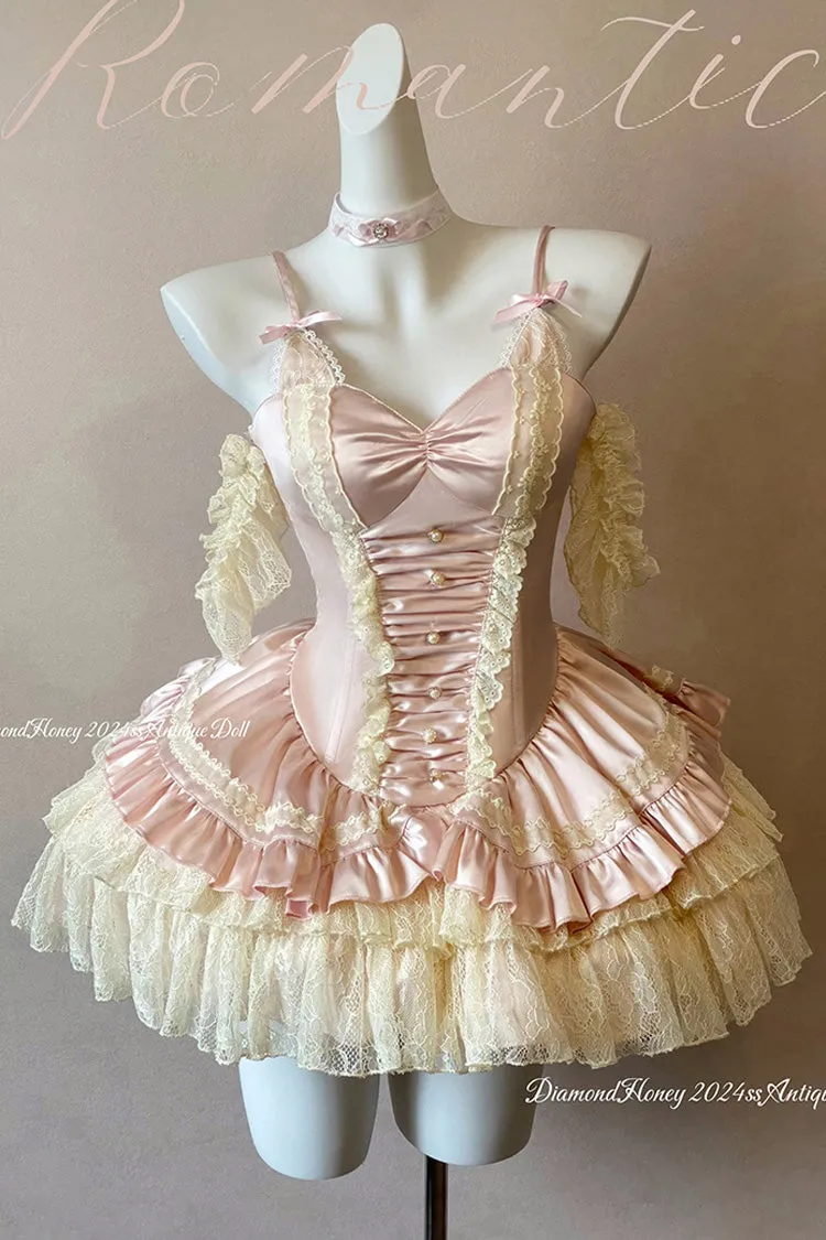 Pink [Ballet Cat] Multi-Layered Ruffle Lace Sweet Princess Lolita Dress
