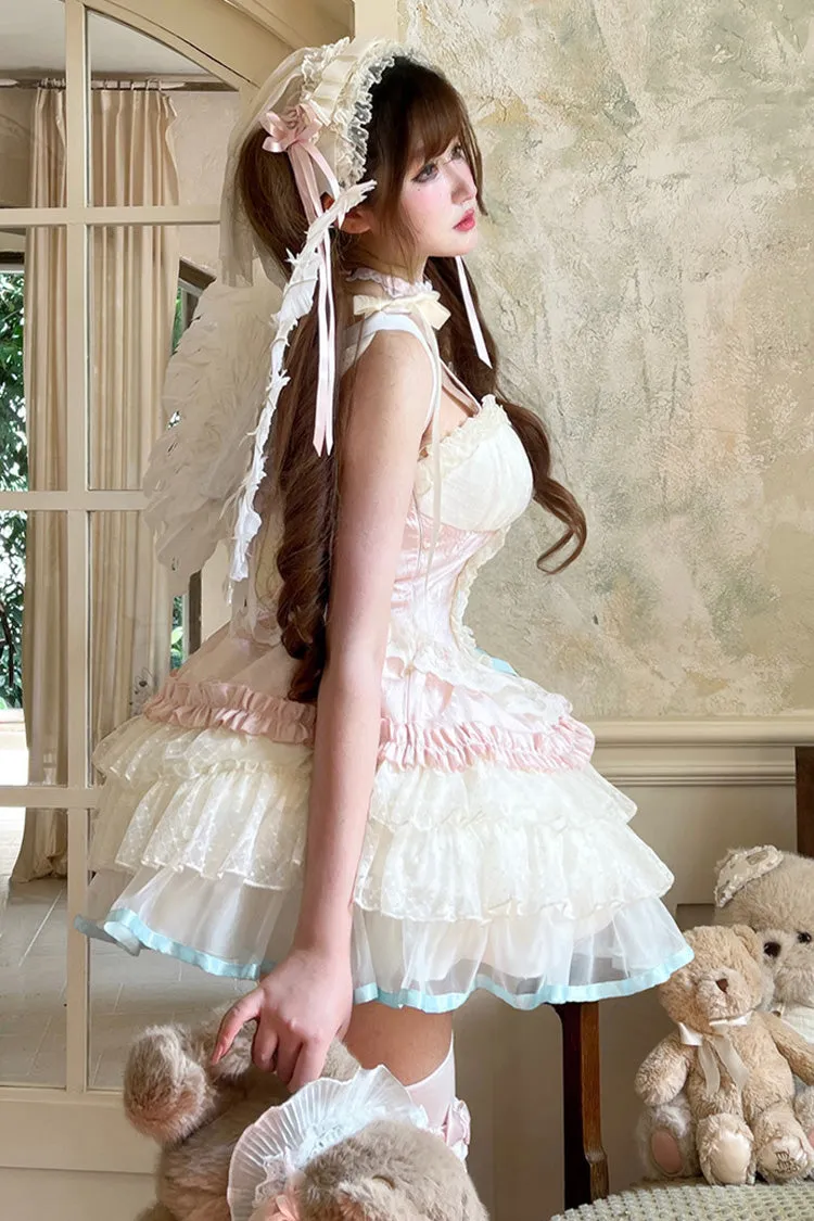 Pink [Dream Girl] Multi-Layered Ruffle Bowknot Lace Ballet Sweet Lolita Dress