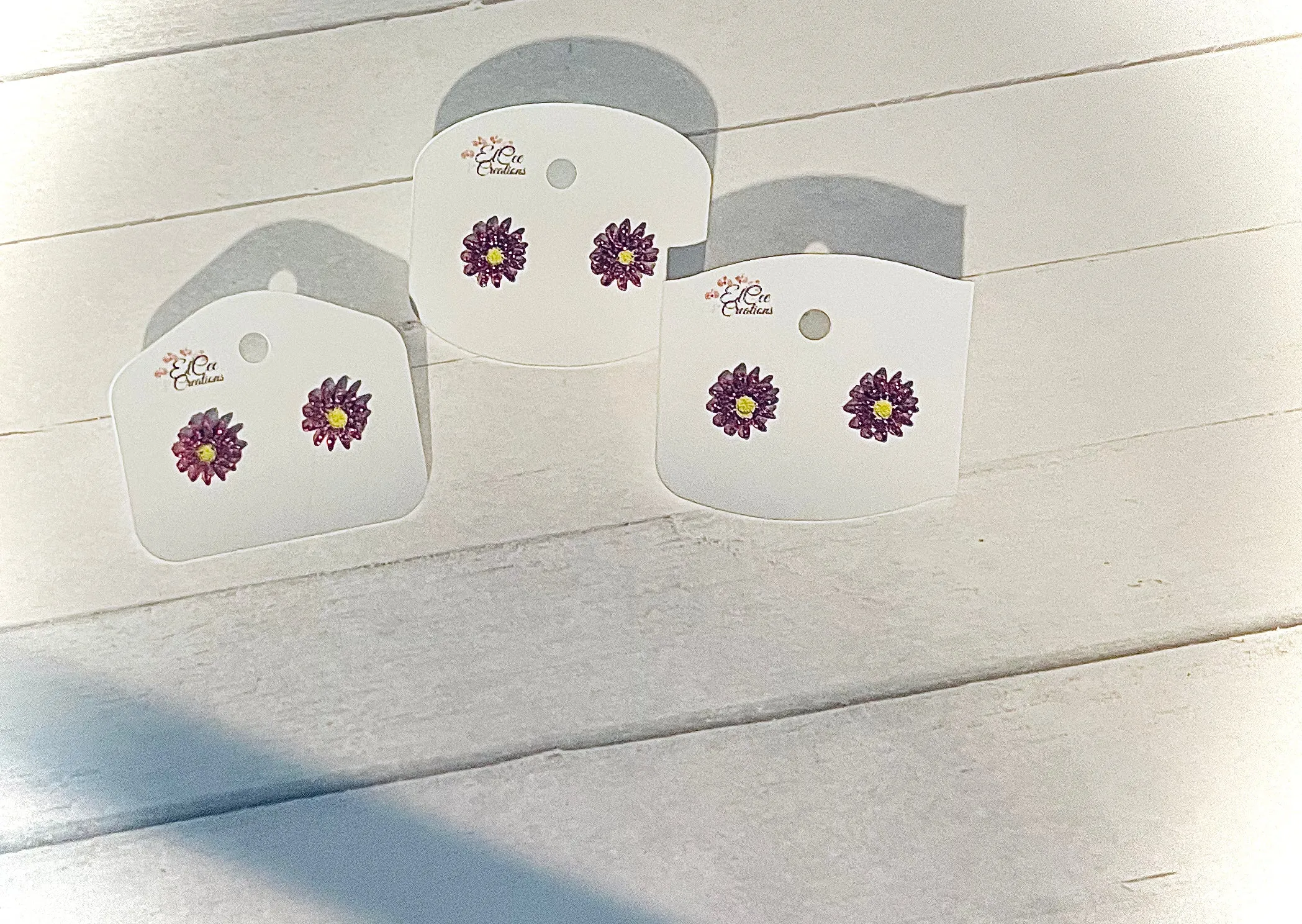 Pink Glitter Daisy Button Stub Earrings