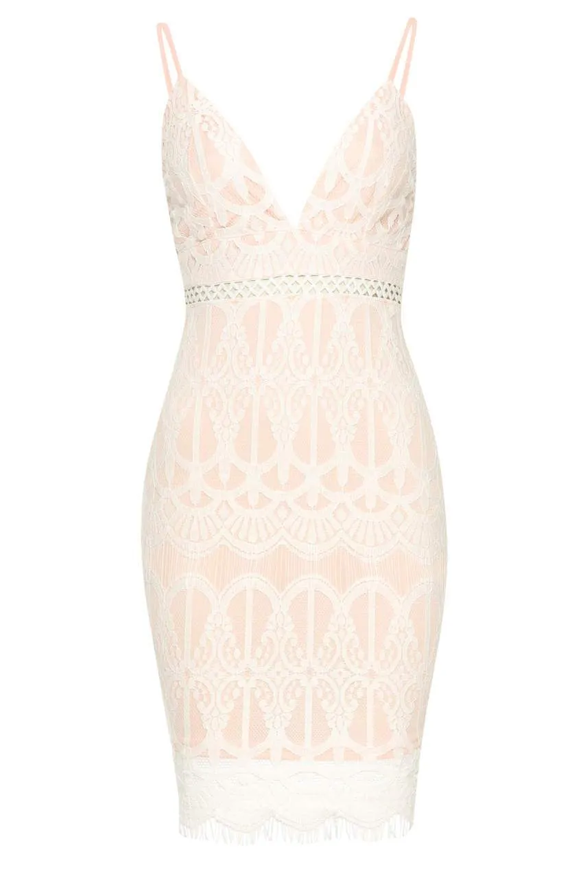 Pink Lace Fitted Mini Dress