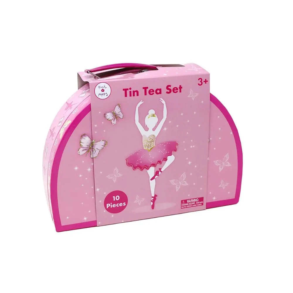 Pink Poppy Ballet Tin Tea Set