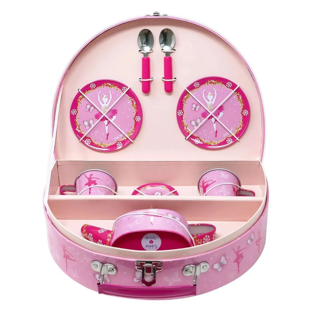Pink Poppy Ballet Tin Tea Set