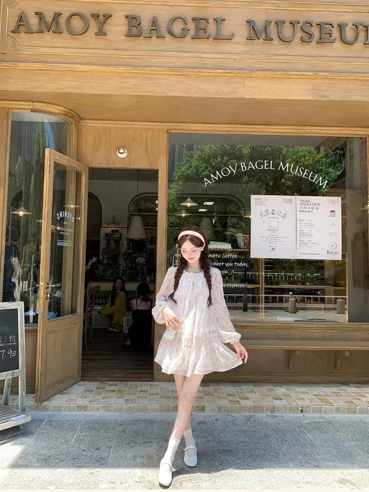 Pink Purple Camellia Chiffon Dress