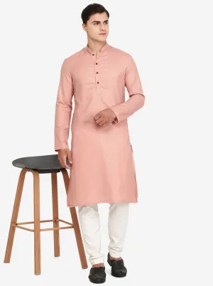 Pink Solid Cotton Blend Kurta | The Kurta Company