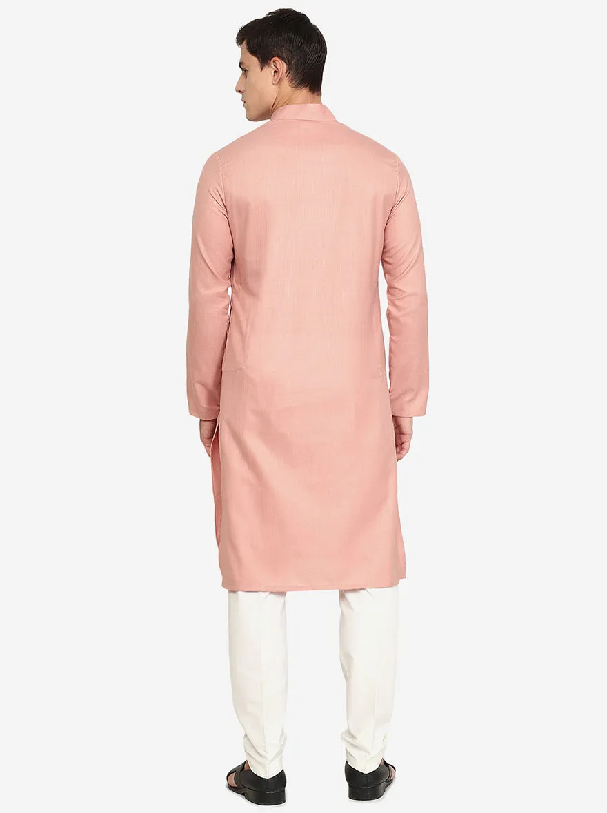 Pink Solid Cotton Blend Kurta | The Kurta Company