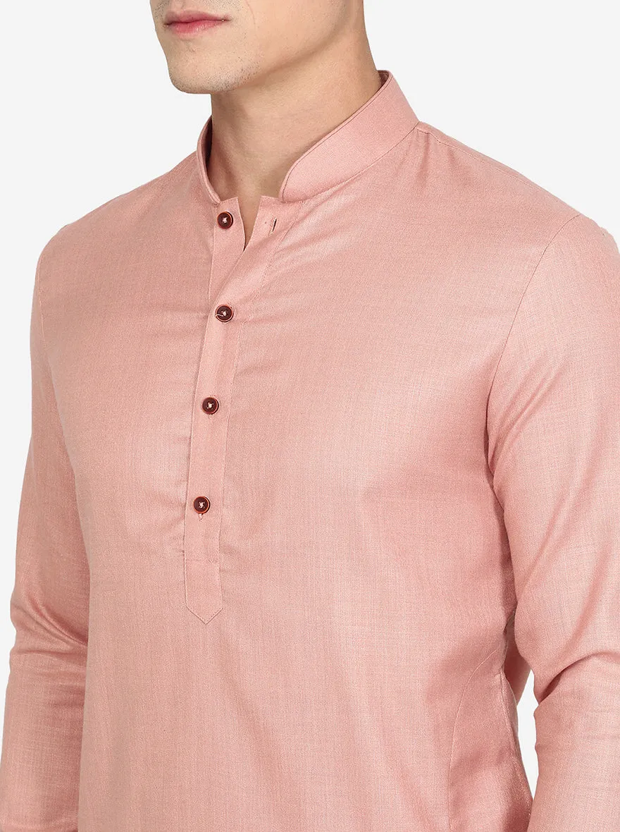 Pink Solid Cotton Blend Kurta | The Kurta Company