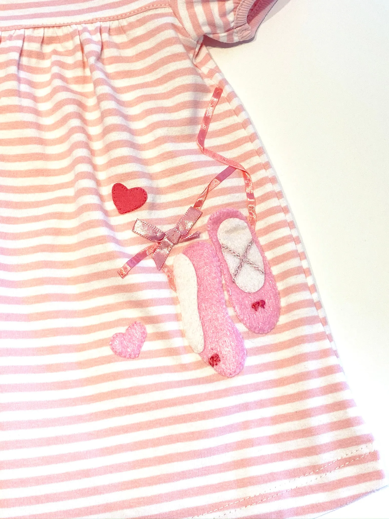 Pink Striped Shirt with Ballet Slippers