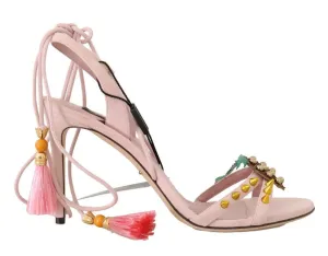 Pink Suede Pineapple Studded Tassel Shoes
