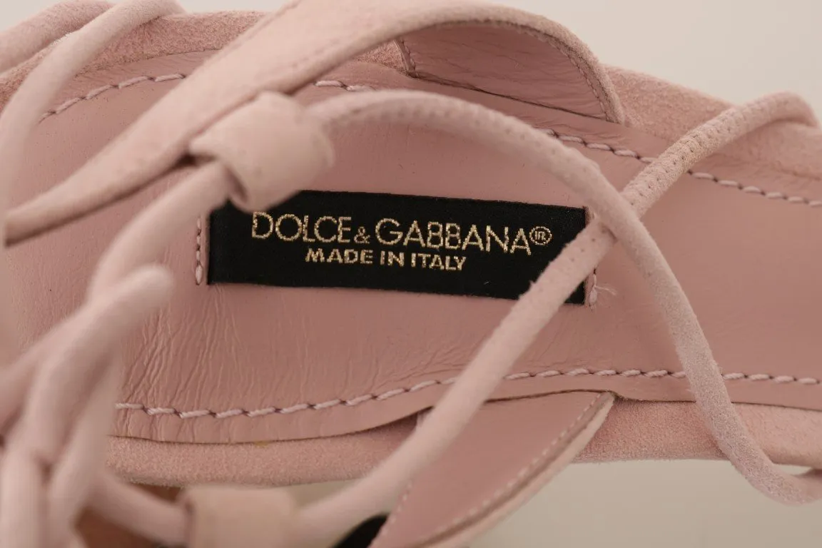Pink Suede Pineapple Studded Tassel Shoes