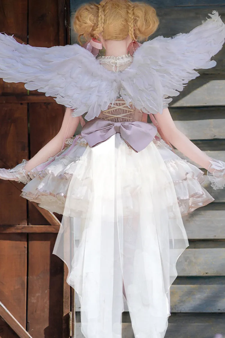 Pink/Ivory Dance of Time Triple-Layered Ballet Style Bowknot Lace-Up Sweet Lolita Jsk Dress