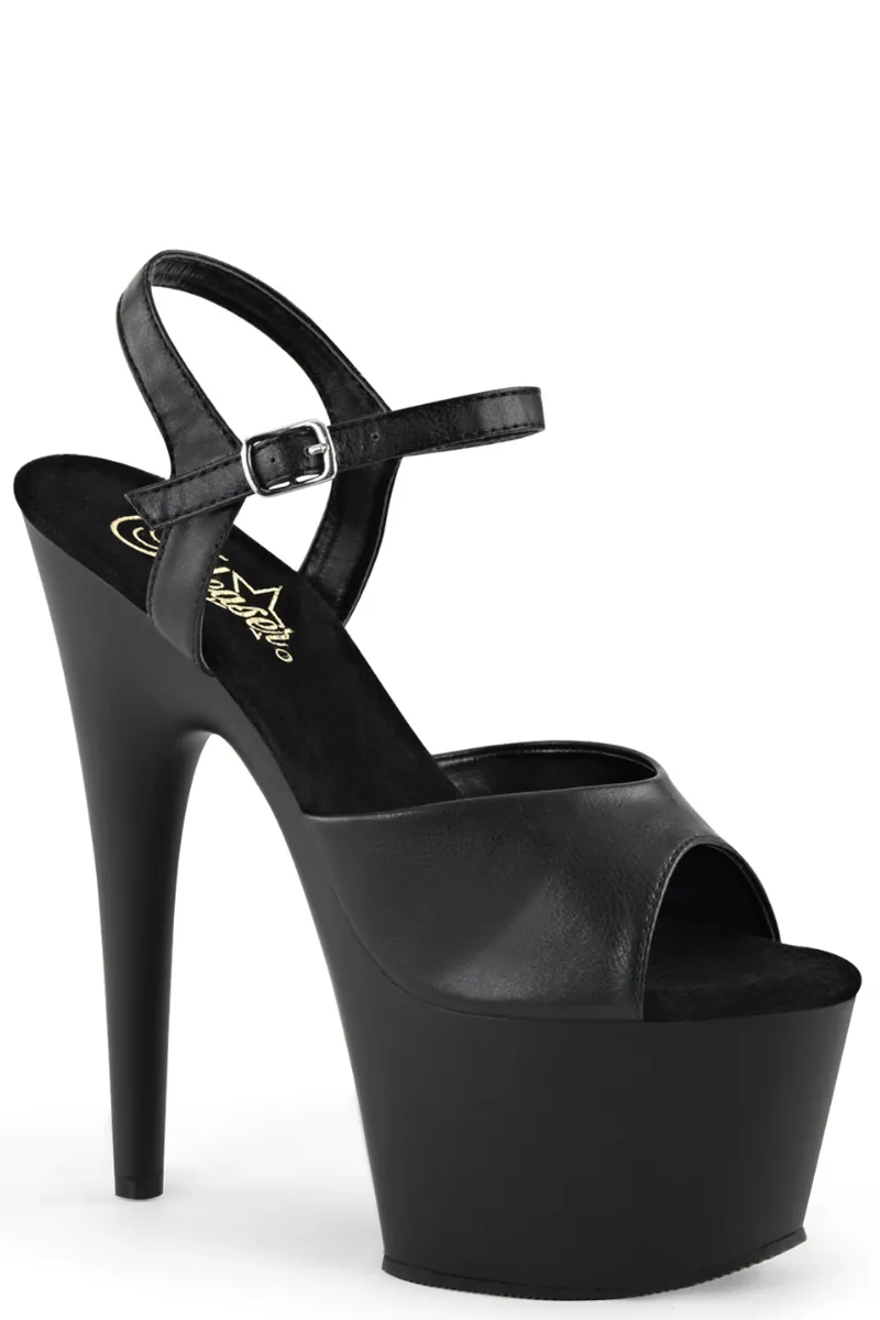 Pleaser USA Adore-709 Faux Leather 7inch Pleaser Stilettos - Matte Black