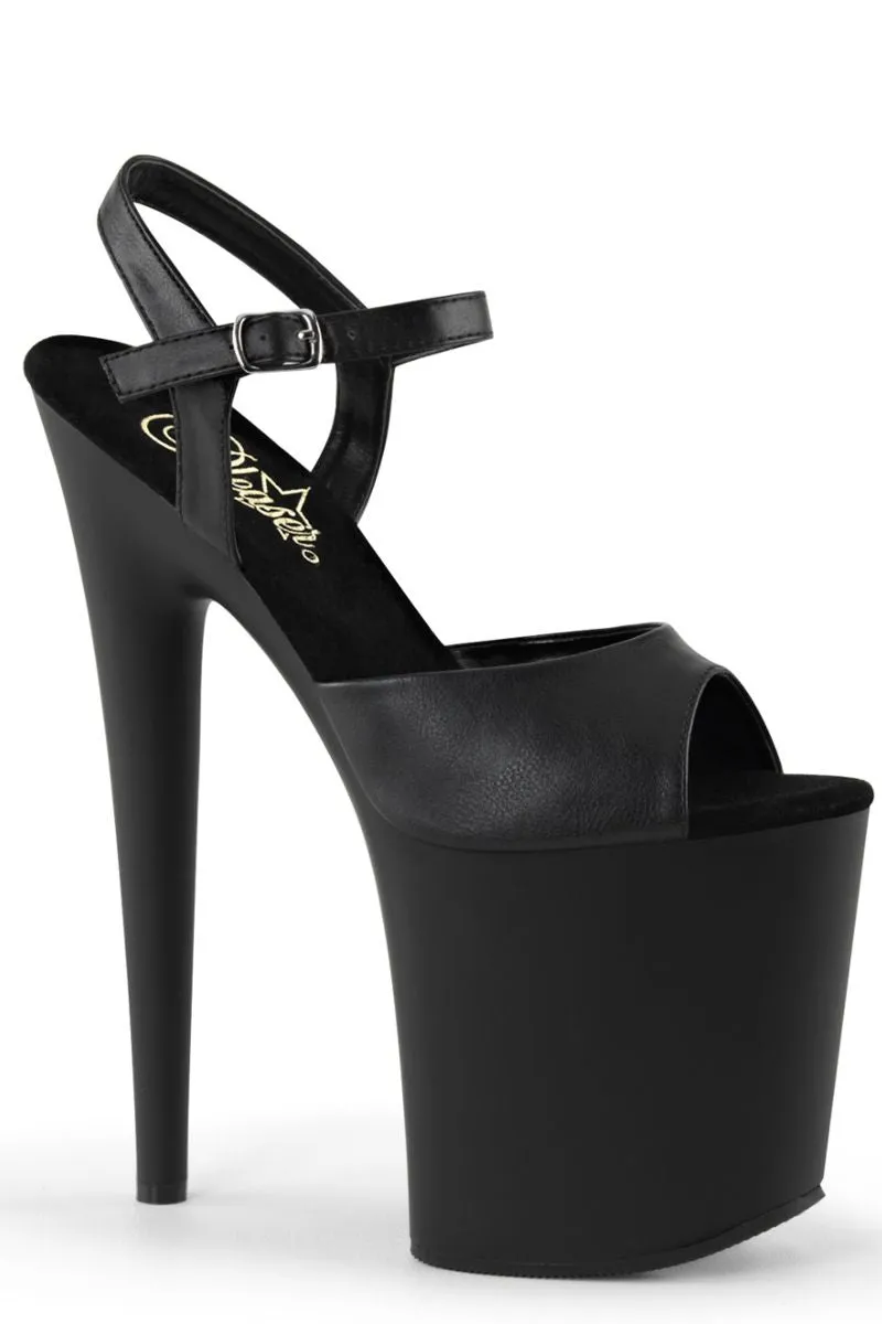 Pleaser USA Flamingo-809 Faux Leather 8inch Pleaser Stilettos - Matte Black