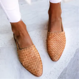 Pointed Toe Cap Buckle Flat Sandals Women