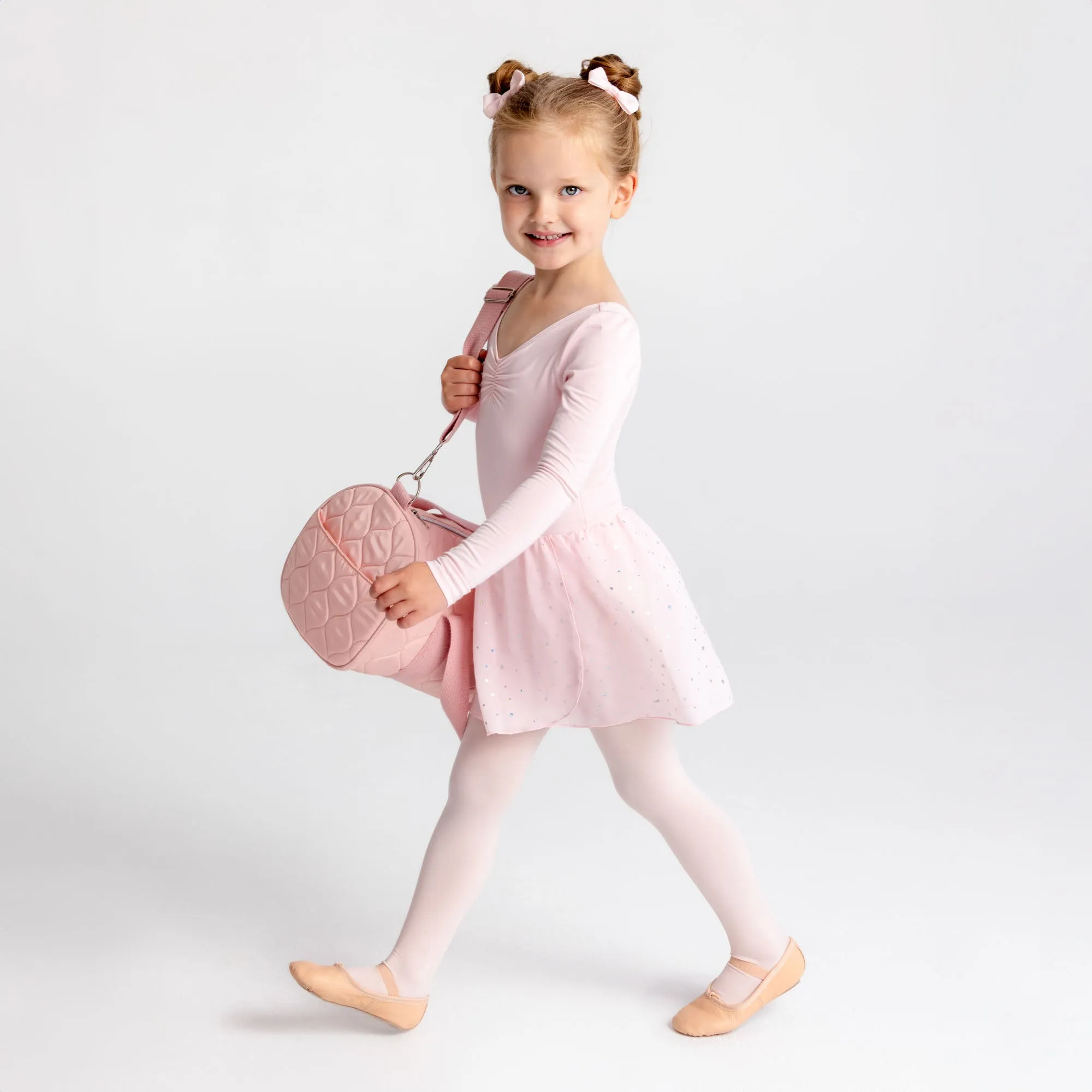 Quilted Barrel Ballet Bag in Pink