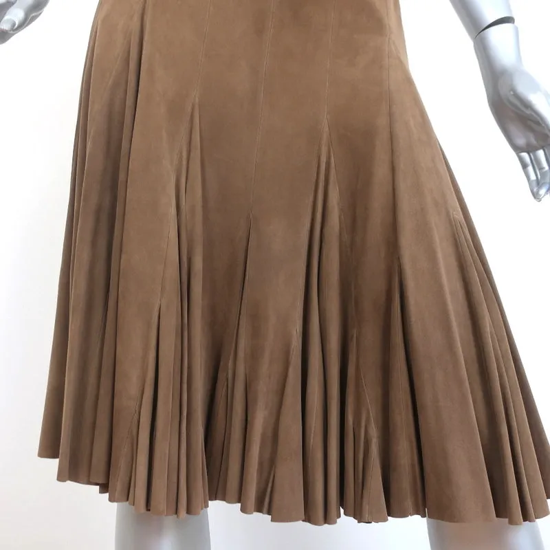 Ralph Lauren Blue Label Godet Skirt Brown Suede Size 6
