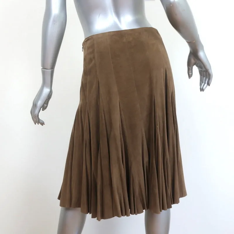 Ralph Lauren Blue Label Godet Skirt Brown Suede Size 6