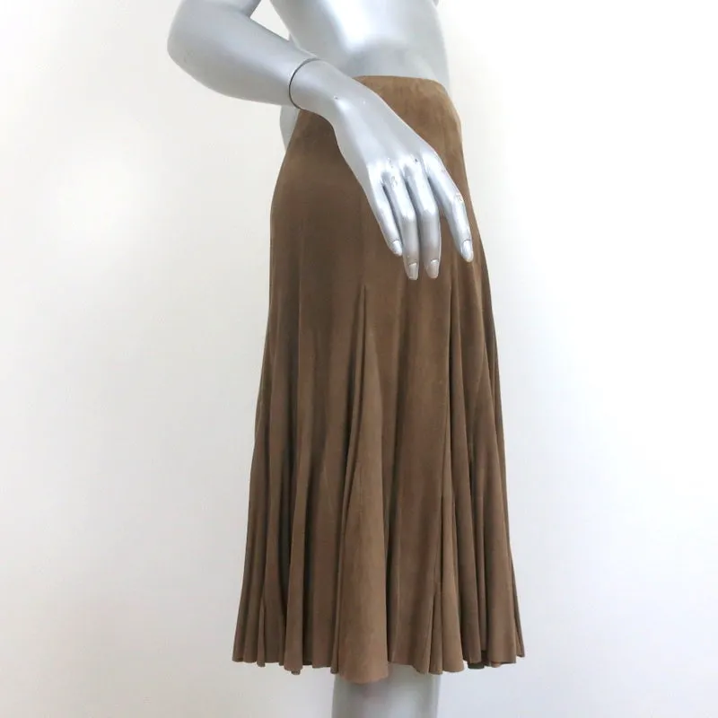 Ralph Lauren Blue Label Godet Skirt Brown Suede Size 6