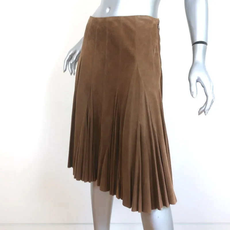 Ralph Lauren Blue Label Godet Skirt Brown Suede Size 6