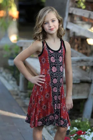 Red & Black Racer-back Skater Dress