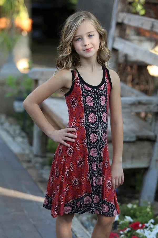 Red & Black Racer-back Skater Dress