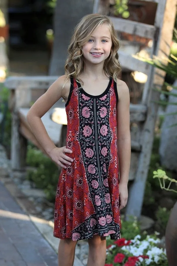 Red & Black Racer-back Skater Dress