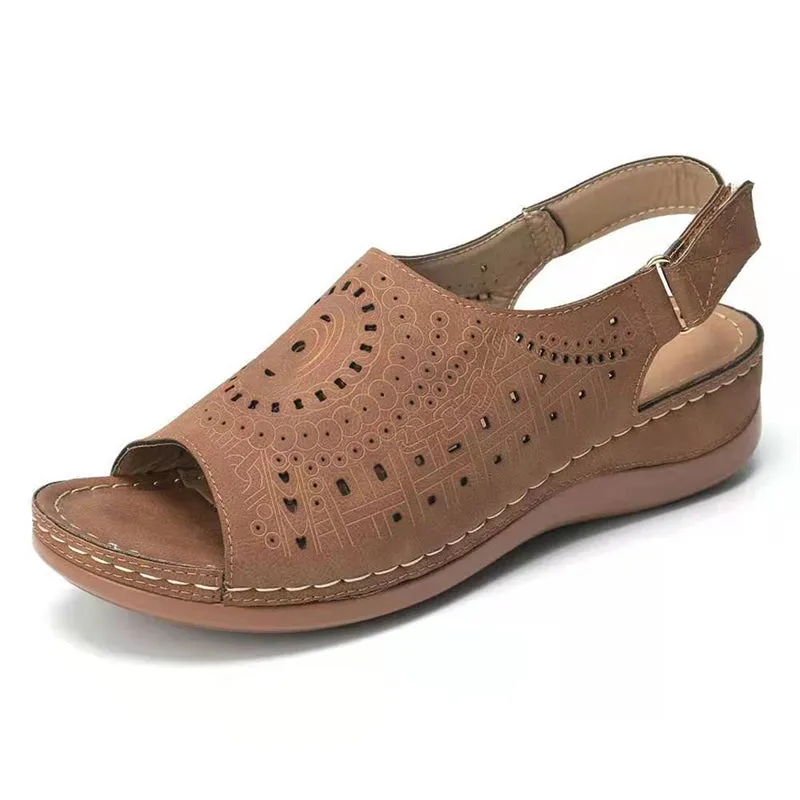 Retro Hollow Out Buckle Backless Sandals for Women