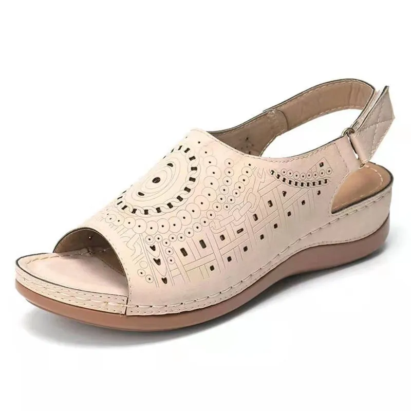 Retro Hollow Out Buckle Backless Sandals for Women