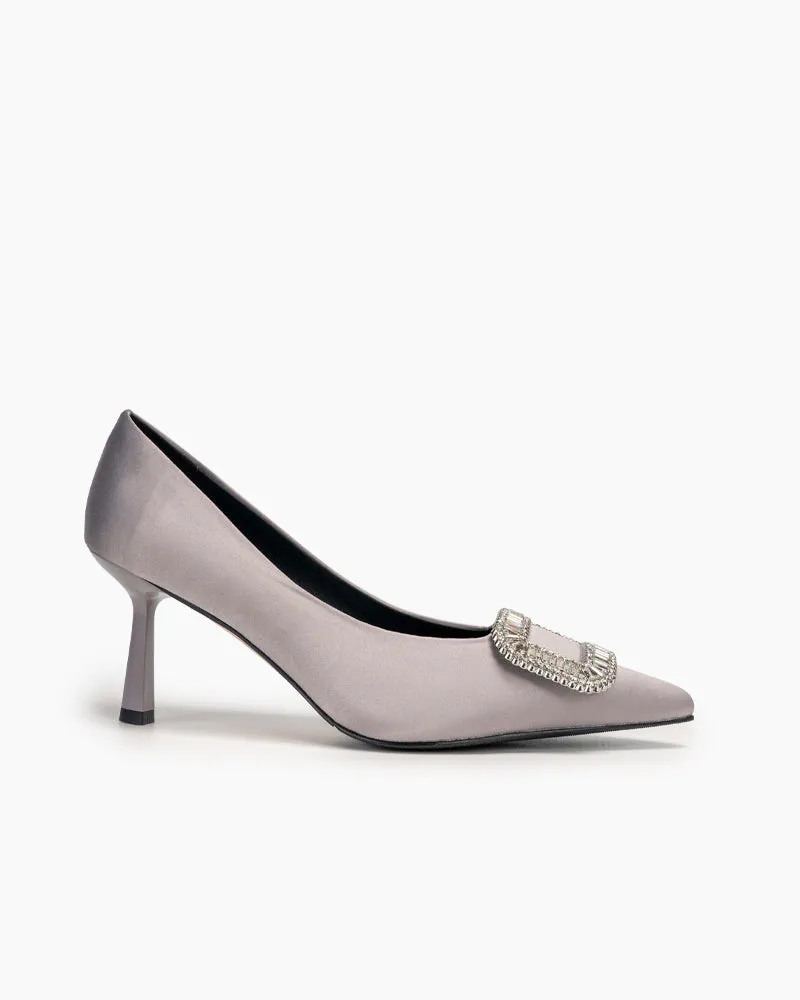 Rhinestone Satin Wedding Stilettos High Heel Pumps
