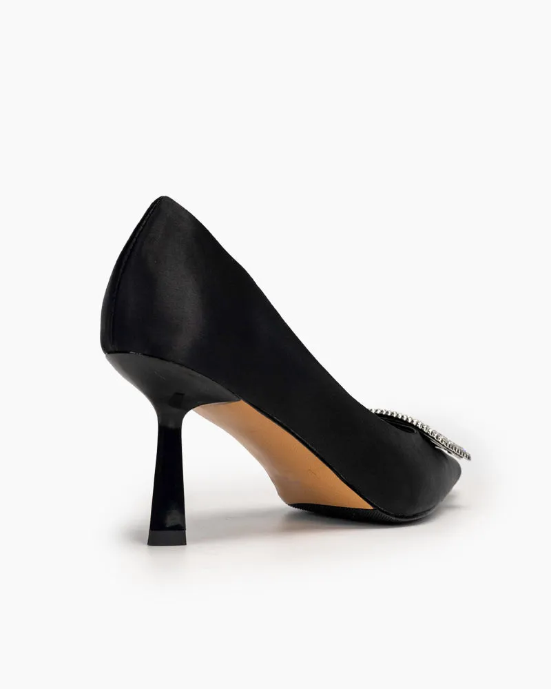 Rhinestone Satin Wedding Stilettos High Heel Pumps