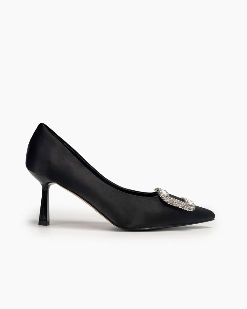 Rhinestone Satin Wedding Stilettos High Heel Pumps