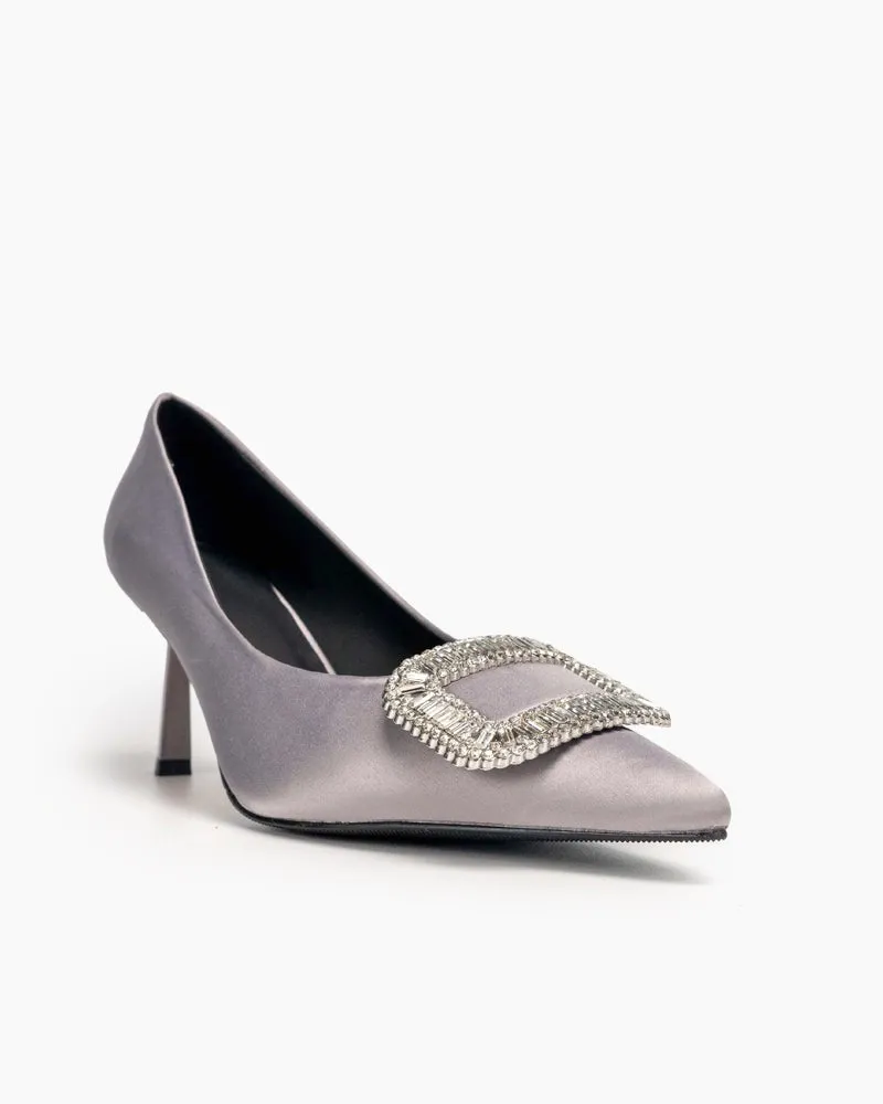 Rhinestone Satin Wedding Stilettos High Heel Pumps