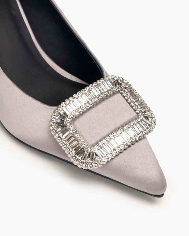 Rhinestone Satin Wedding Stilettos High Heel Pumps