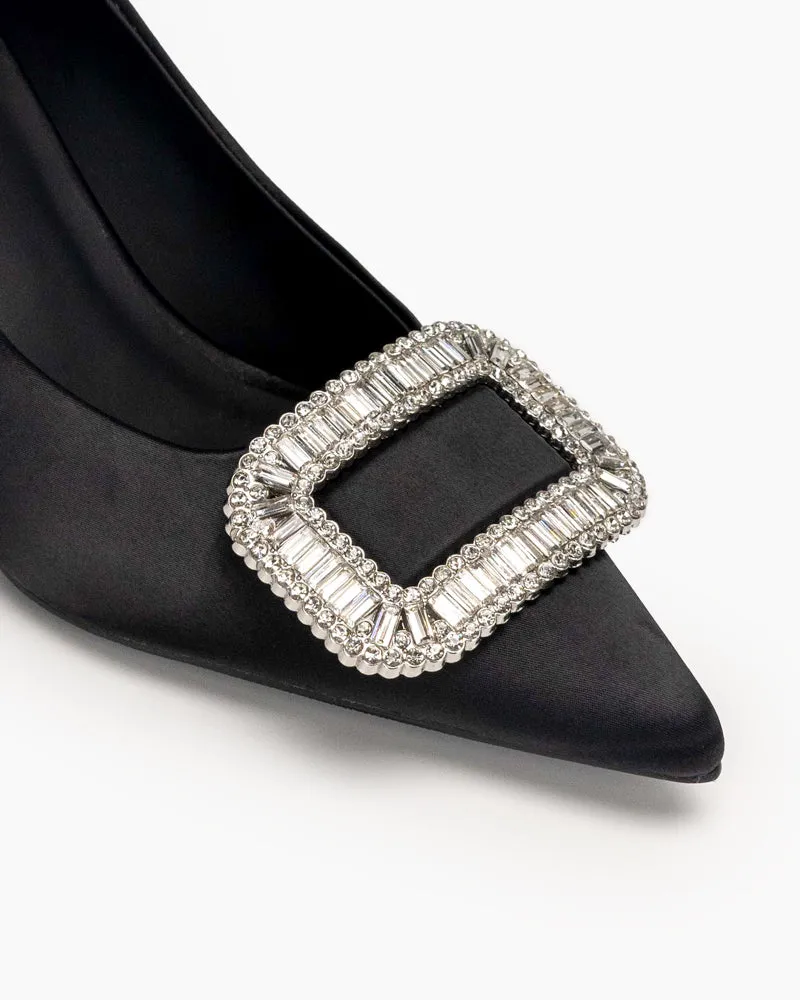Rhinestone Satin Wedding Stilettos High Heel Pumps