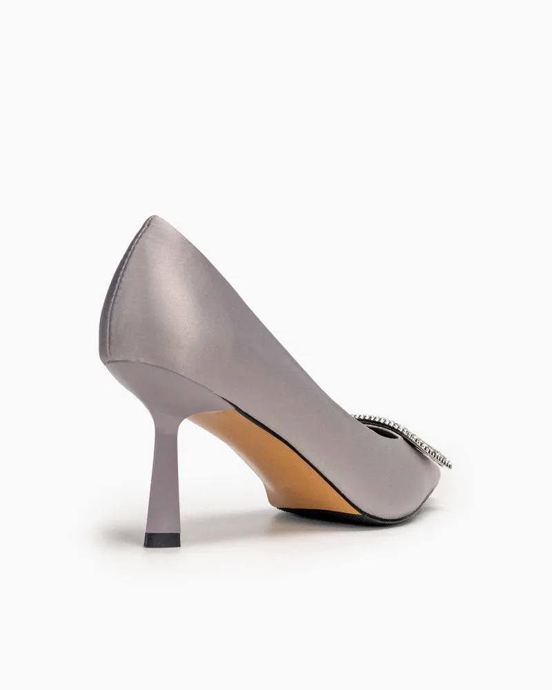 Rhinestone Satin Wedding Stilettos High Heel Pumps
