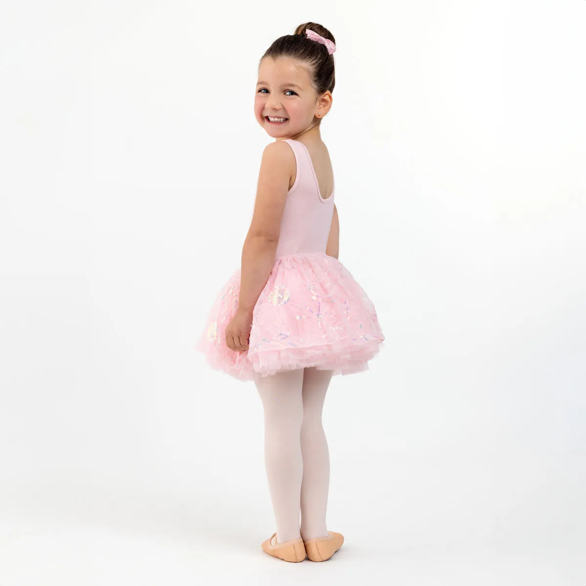 Rhodes: Flower Sequin Tulle Tutu Dress in Pink