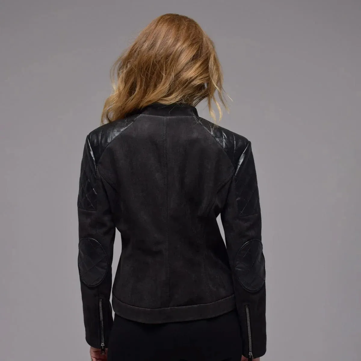 Rockstar Vegan Suede Biker Jacket | Black
