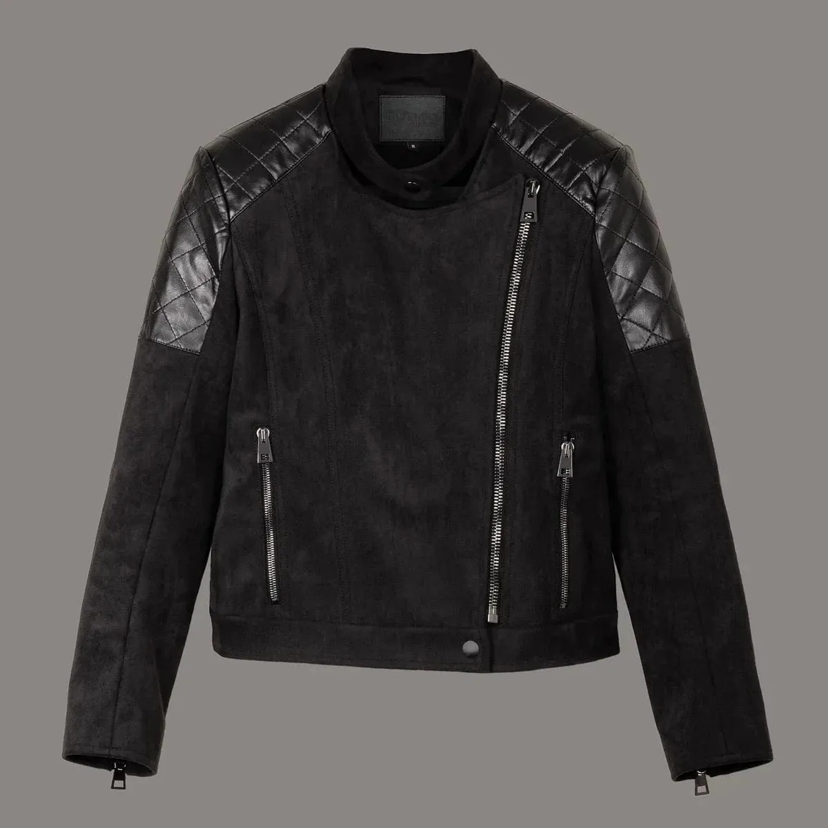 Rockstar Vegan Suede Biker Jacket | Black