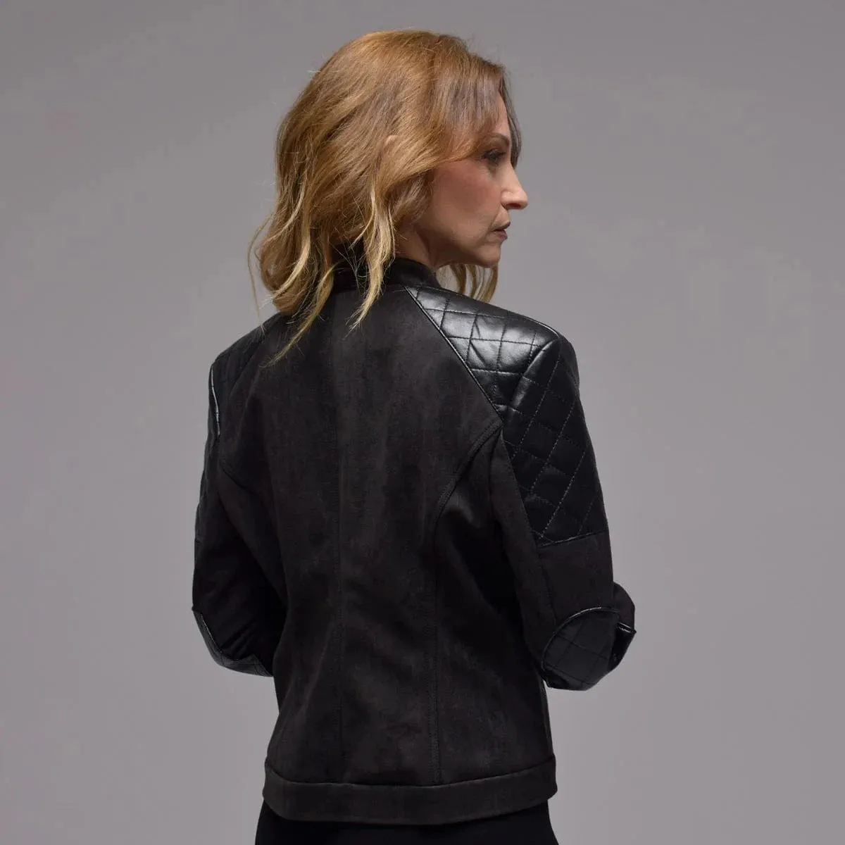 Rockstar Vegan Suede Biker Jacket | Black
