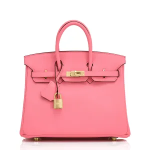 Rose Azalee Birkin 25cm Swift Gold Hardware